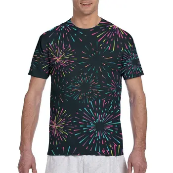 Barvita Ognjemet Modni T-shirt Moški 2020 Poletje Posadke Vratu za Moške Tshirt Tee Majice