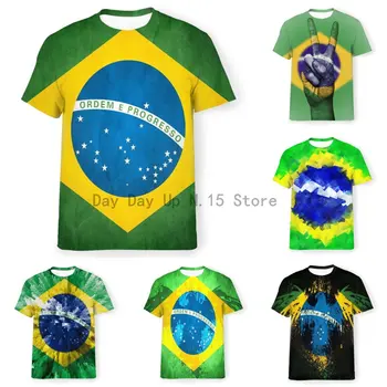 Moške Brazilija Zastavo, 3D Tisk T-Shirt Hip Hop po Meri Poletje Debelo Brazilija Tshirt Moški/Ženske Športne Brazilija Harajuku Oblačila