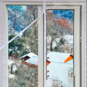 Windproof in toplo okna zavese z zadrgo odpiranje in zapiranje windproof in zaprti transparentno izolacijo film EVA zavese