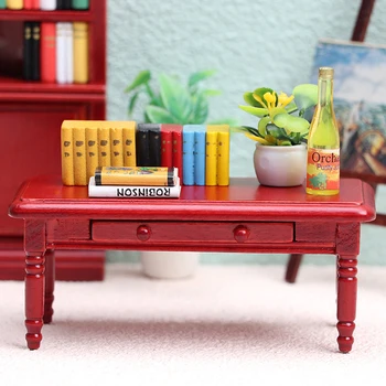 1:12 Lutke Miniaturni Tabela Rdeče Kava Miza Lesena Koncu Tabela Teatable Model Pohištvo Doma Dekor Igrača