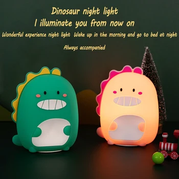 Mini Dinozaver Neonske Svetilke Pat Silikonski Polnjenje prek kabla USB Za Spanje Postelji Svetlobe Otrok, učencev In Študentov Spalnica Deco
