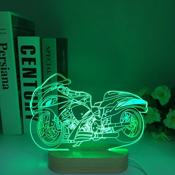 Lesena 3D Lučka za motorno kolo Dirkač Jonathan Dejanje Slika Nočna za Dom Soba Dekoracijo Kul Fan Darilo Rea Led Nočna Lučka