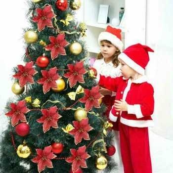 Umetno Božično Cvetje Bleščice Ponaredek Cvet Merry Christmas Tree Okraski za Dom 2020 Darilo Božič Okras Božič Ornament