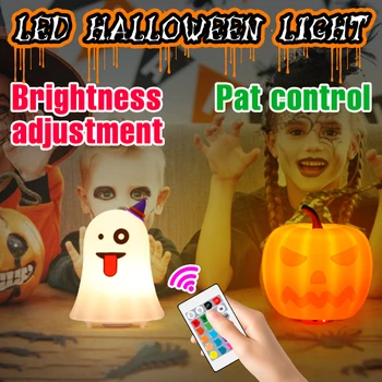 LED Nočna Lučka Halloween Buče Lučke Spalnica Noč Lučka 5V Dotik Zatemniti USB Chlidren Vzdušje Počitnice Stranka Dekoracijo