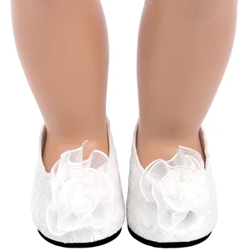 18 Inch Dekleta Lutka Čevlji Belo Poročno Obleko, Čevlje Ameriške Novorojenčka Otroške Igrače Fit 43 Cm Lutke Otroka s63