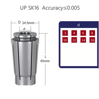 SK16mm UP Natančnost 0.005 mm serije spomladi Zbiranje držite chuck s standardno collet za cnc rezkanje orodje, stružnica Graviranje stroj