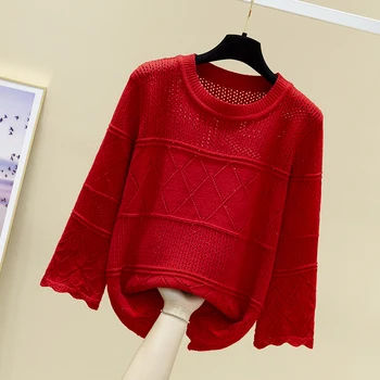 2021 pomlad nositi novo ohlapno izrežemo pulover korejski moda za ženske tanko pleten dnom top moda