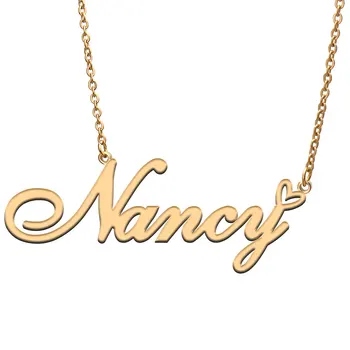 Ljubezen Srce Nancy Ime Ogrlica za Ženske iz Nerjavečega Jekla Gold & Silver tovarniška ploščica Obesek Femme Mati Otroka Dekleta Darilo