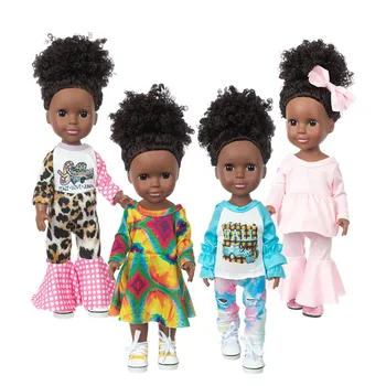 Za 14,5 Palca Črno Dekle Afriško-Ameriški Stroj Realne Silikonski Baby Doll Soigralec Lutke Dan Otrok Rojstni dan Igrača