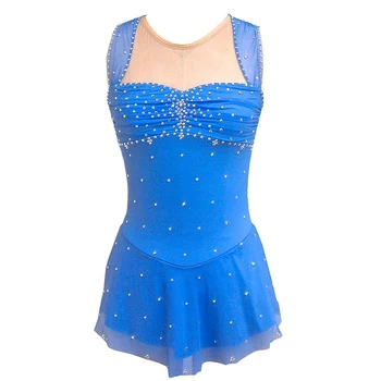 Modra Slika Drsanje Obleko Dekleta Gimnastika Leotard Otroci Balet Ples Kostum Ženske Drsanje Obleke Uspešnosti Oblačila