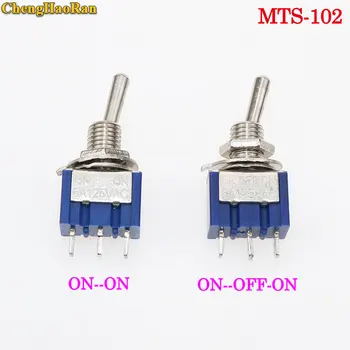 ChengHaoRan 1pcs Mini 6A 125VAC SPDT MTS-102 MTS-103 3-Pin 2 Položaj Na-na Preklop Stikala Practic