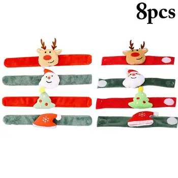 8Pcs/Set Božič Slap Band Klobuk Elk Santa Dekor Slap Zapestnica Slap Manšeta Za Otroke Stranka Potrebščine za Otroke Darila