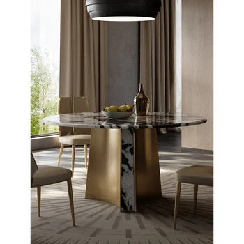 Marmor jedilna miza okrogla miza sodobne veliko stanovanje nadstropju v gospodinjstvu high-end naravnih luksuzni kamen minimalističen italijanski jedilna miza