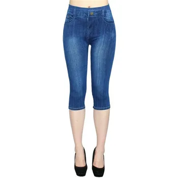 Ženske Dokolenke 2021 Moda Umetno Denim Jeans Dokolenice Seksi Dolgo Dokolenke Poletje Priložnostne Svinčnik Hlače Preprosto Osnovno Legging