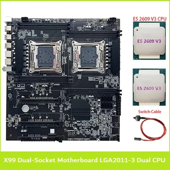 Desktop Board LGA2011-3 Dual CPU Podpora RECC Pomnilnik DDR4 Z 2XE5 2609 V3 CPU+Switch Kabel