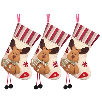 3 Pack Božične Nogavice Santa Claus Snežaka In Jelenov Za Božič Počitnice Stranka Dekoracijo