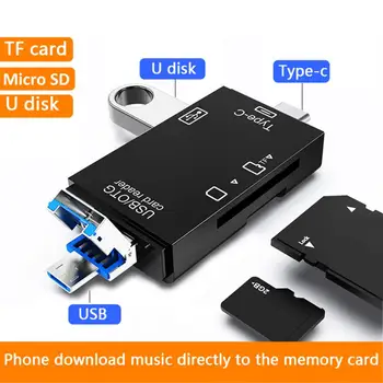 Trajno Visoke kakovosti Tipa C TF-SD Card Reader OTG Adapter Mini USB 3.0 Bralnik Kartic 6-v-1 za Prenosnik