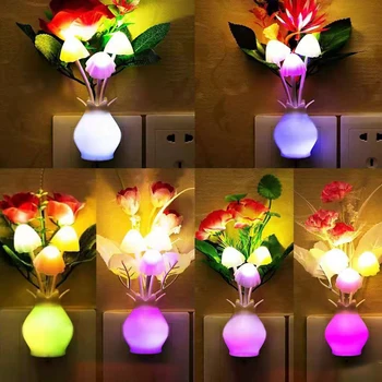 Gobova Noč Svetlo Pisane Lotus Led Rose Stenske Svetilke Senzor za Svetlobo-nadzor LED Vzdušje Nightllights za Otroke Spalnica