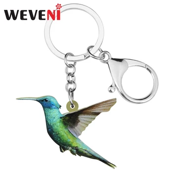 WEVENI Akril Lepe Modre Hummingbird Keychains obesek za ključe, Živali, Ptic Ključnih Verige Nakit Za Ženske, Otroci Dekle Moda Darilo Avto Čare