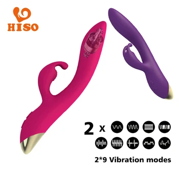 HISO Rabbit Vibrator 2*9 Načinov Klitoris Masturbator Vagina AV palico Realističen Dildo G-spot Massager sex igrače za ženske
