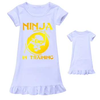 Novo Poletno Dekle Obleko Risanke Ninja Kidz Dekliška Oblačila Baby Nightdress Princesa Stranka Obleko Otroci, Otroci Domov nositi Oblačila