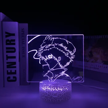 Anime Cowboy Bebop 3D LED Belo Podlago Lučka za Spalnica Dekor Noč Svetlobe Otroci Brithday Darilo Manga Soba Desk LED Luči