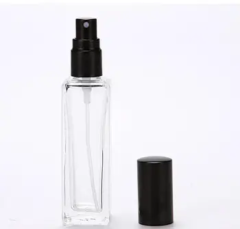 Top Prodajne 500pcs/veliko 20ml Transparentno Steklo Spray Steklenico Prenosni Mini tkalnico Steklenico S Srebrno Črno kapo na Debelo
