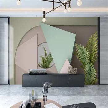 Milofi po meri 3D fashion sodobno minimalistično geometrijske zelenih listov stensko slikarstvo ozadje stene foto TV ozadju