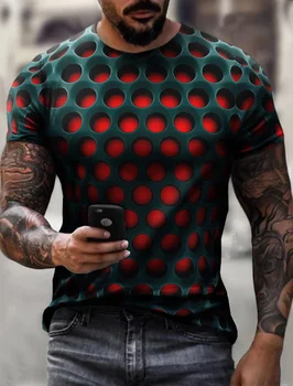 2023 Novo Geometrijsko Abstraktne Vzorec 3D T Shirt Za Moške, Ženske, Modno Tiskanje majice Kratek Rokav Vrhovi Tee Majica Moška Oblačila
