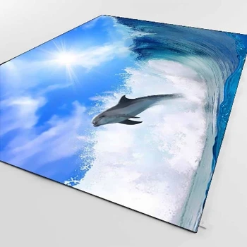 Drugega Morskih Valov Dolphin Skoki Pokrajine 3d Print Non Slip Mikrovlaken Dnevna Soba Dekorativni Sodoben Stroj Področju Preprogo Mat