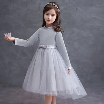 2021 pomlad Baby dekleta uspešnosti obleko Otroci Dolg rokav lok vozel Otroci oblačila deklica svate princesa obleke
