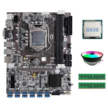 B75 ETH Rudarstvo Matično ploščo 12 PCIE Na USB LGA1155 matična plošča Z G630 CPU+2XDDR3 4GB 1600Mhz RAM+RGB Hladilni Ventilator