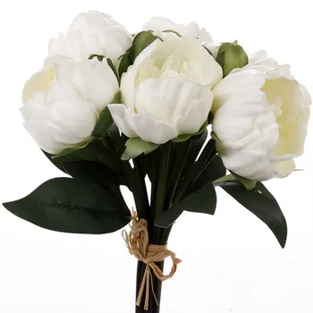 Vrhunska Pravi Dotik PU Peony cvetni Brsti Šopek 8 Glav Poročne Holding Cvet, ki Živijo Doma Dekor Ornament 50 Snope