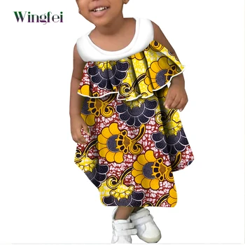 Moda Otroke Oblačila Dekle Obleke Dashiki Afriške Cvjetnim Tiskanja Fant Obleko Povodcem O-vratu Princesa Obleko Afriška Oblačila WYT752
