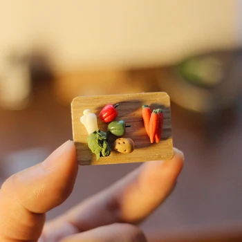 1:12 Lutke Miniaturni Desko Za Rezanje Zelenjave, Korenje, Krompir, Zelje Chili Kuhinja Model Dekor Igrača