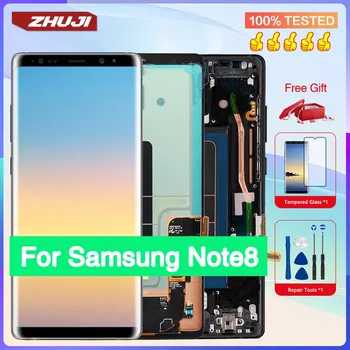 AMOLED 100% Prvotne Za Samsung Galaxy Note 8 N950F N950 N950U N950N LCD-Zaslon na Zaslonu na Dotik Zamenjava Z Okvirjem Brez Okvirja
